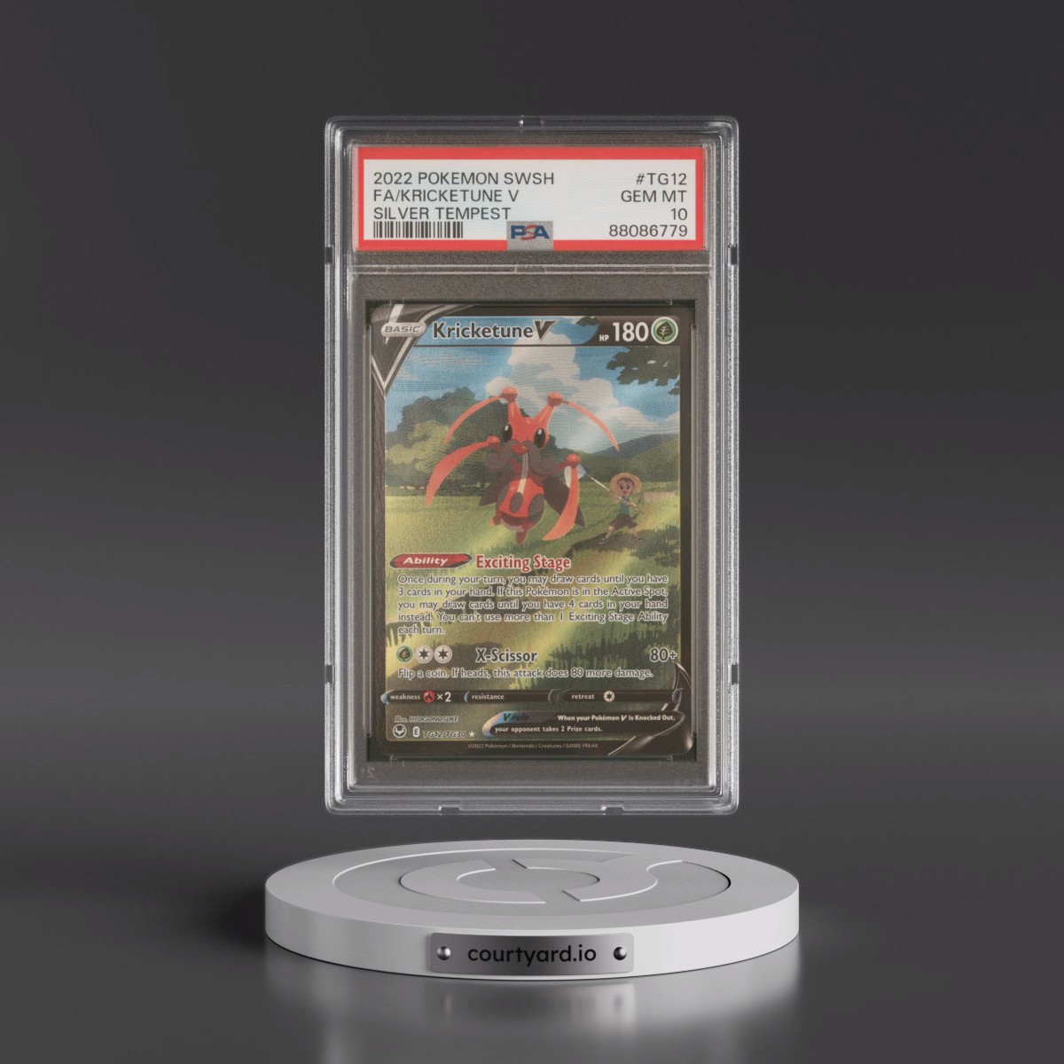 2022 Pokémon Sword & Shield Silver Tempest #TG12 Kricketune V - Holo Full Art (PSA 10 GEM MINT)