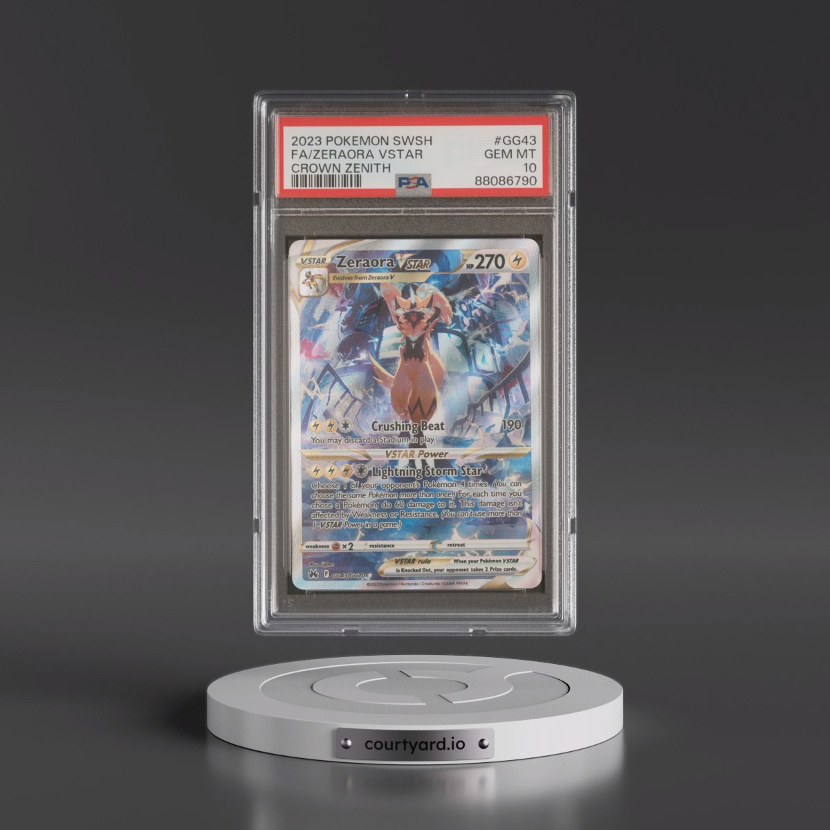 2023 Pokémon Sword and Shield Crown Zenith #GG43 Zeraora Vstar - Full Art (PSA 10 GEM MINT)