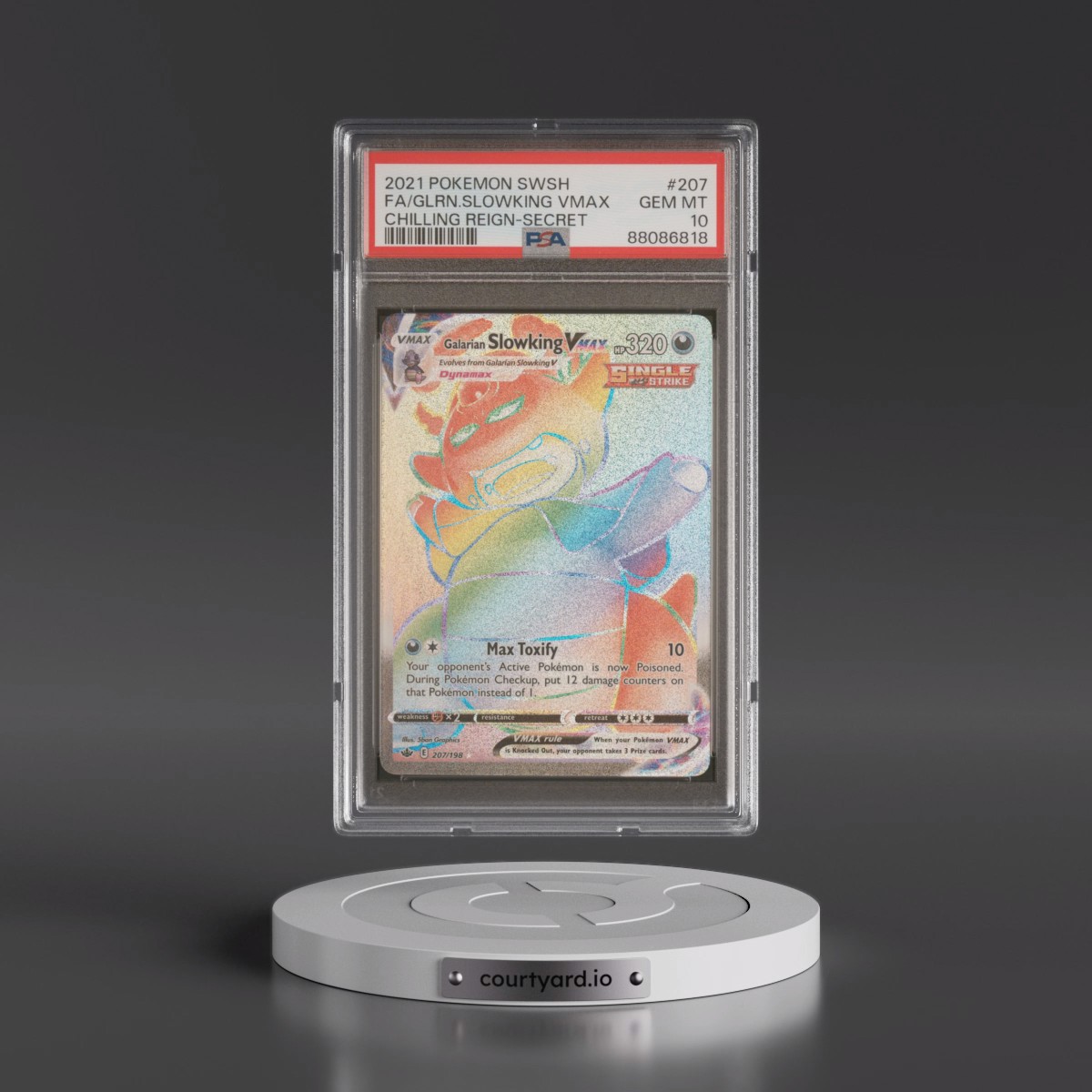 2021 Pokémon Sword & Shield Chilling Reign #207 Galarian Slowking Vmax - Full Art Secret (PSA 10 GEM MINT)