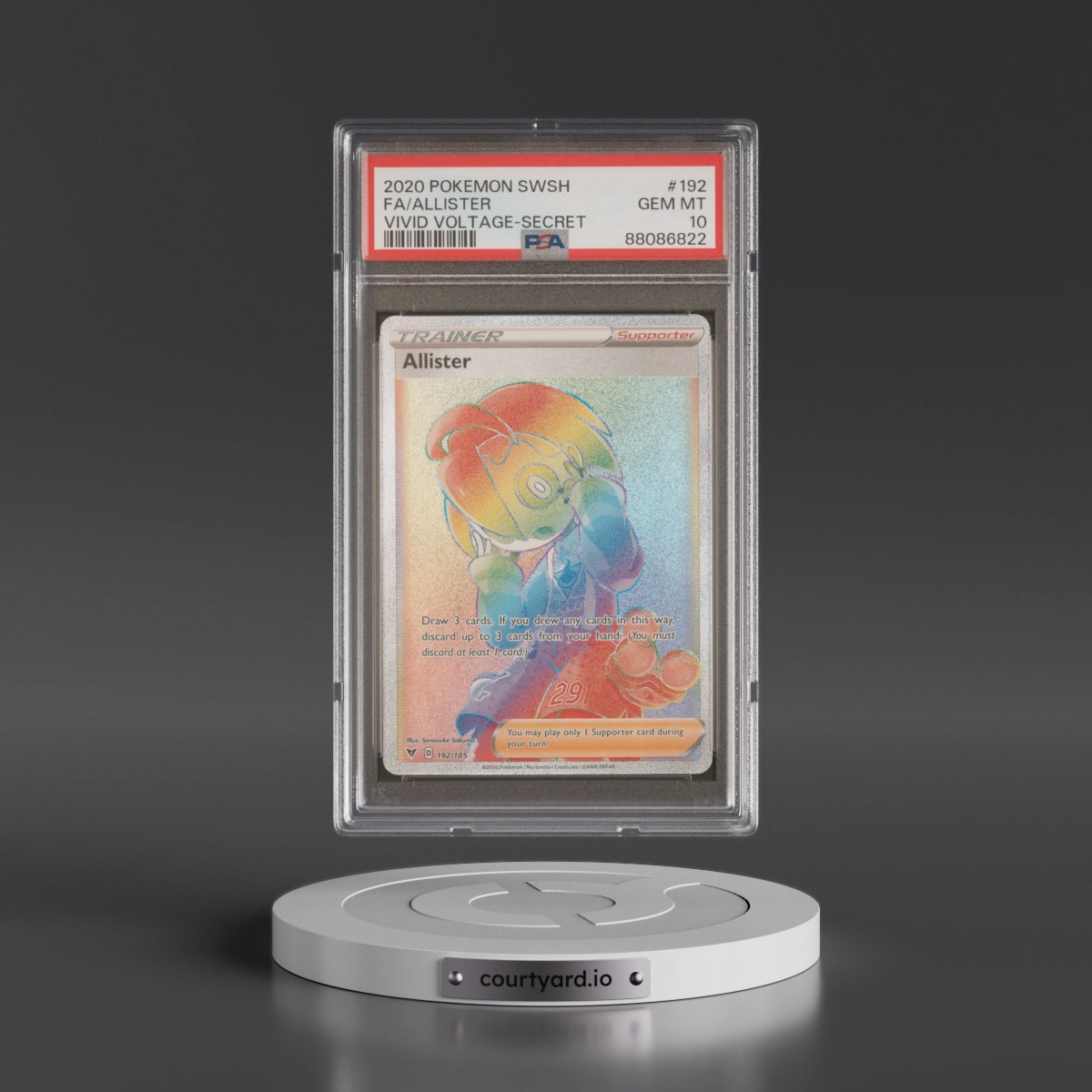 2020 Pokémon Sword & Shield Vivid Voltage #192 Allister - Full Art Secret (PSA 10 GEM MINT)