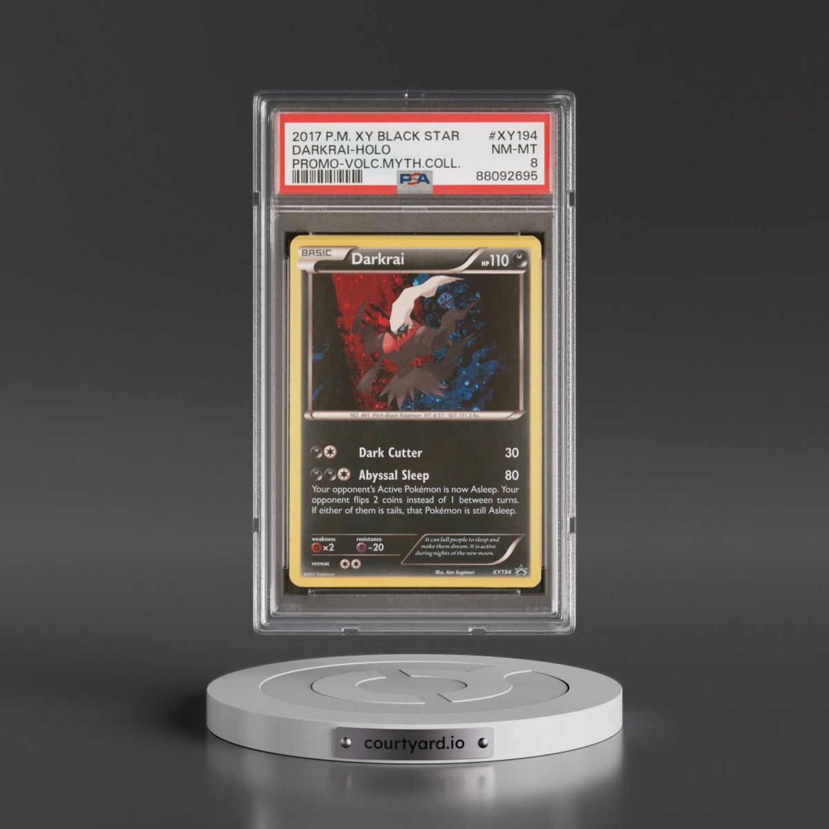 2017 Pokémon XY Black Star Promo #XY194 Darkrai - Holo Volcanion Mythical Collection (PSA 8 NM-MT)