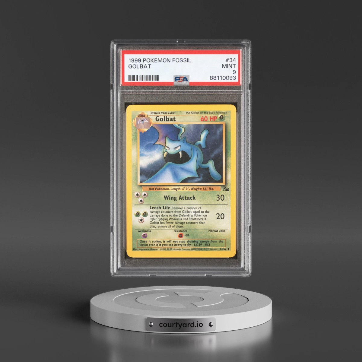 1999 Pokémon Fossil #34 Golbat (PSA 9 MINT)