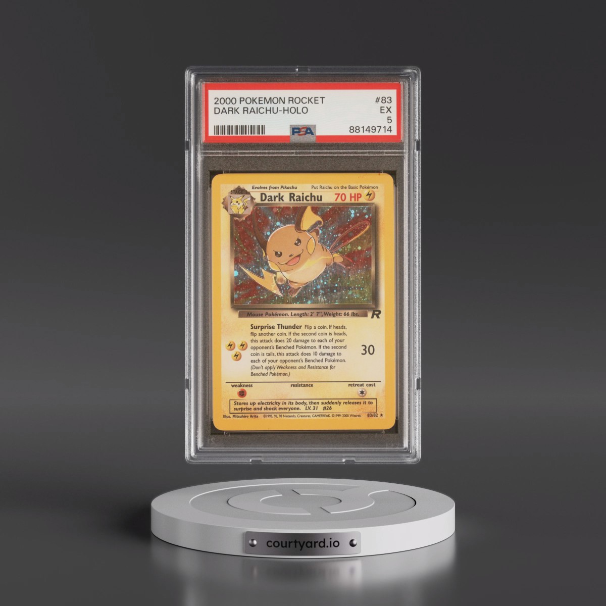 2000 Pokémon Rocket #83 Dark Raichu - Holo (PSA 5 EX)
