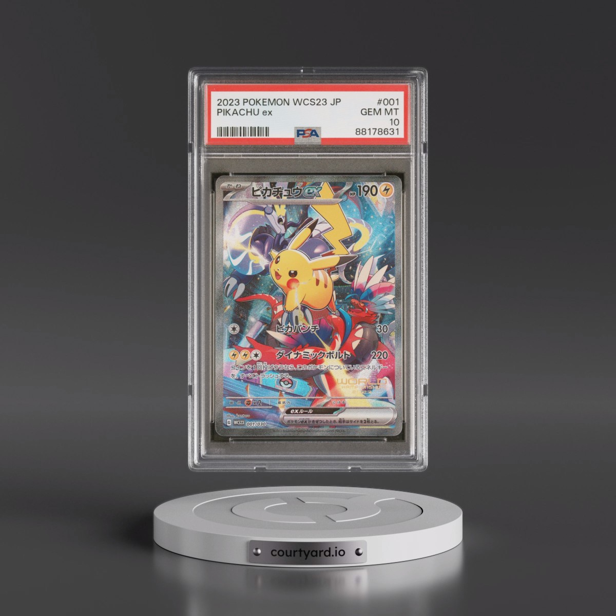 2023 Pokémon WCS23-World Championships Yokohama Deck: Pikachu #001 Pikachu EX - Holo (PSA 10 GEM MINT)