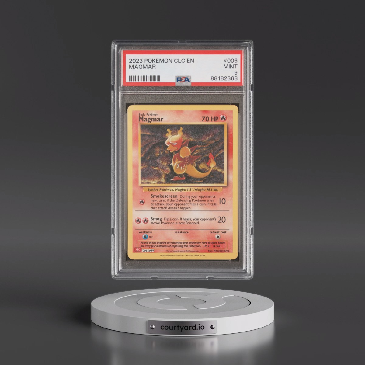 2023 Pokémon Clc-Trading Card Game Classic Charizard & HO-Oh EX Deck #006 Magmar (PSA 9 MINT)