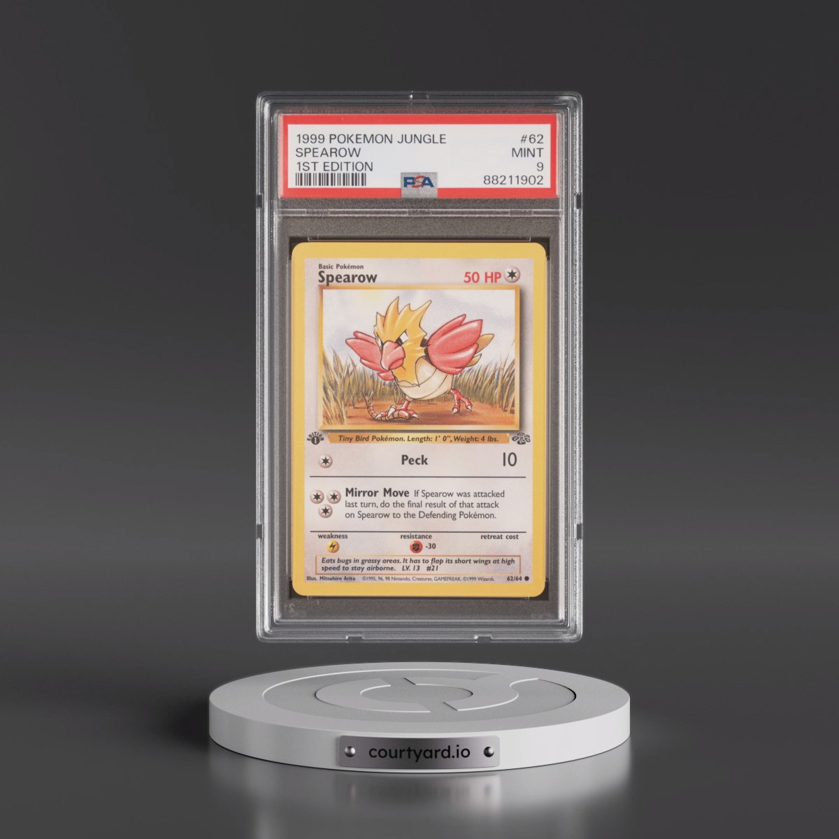 1999 Pokémon Jungle #62 Spearow - 1st Edition (PSA 9 MINT)