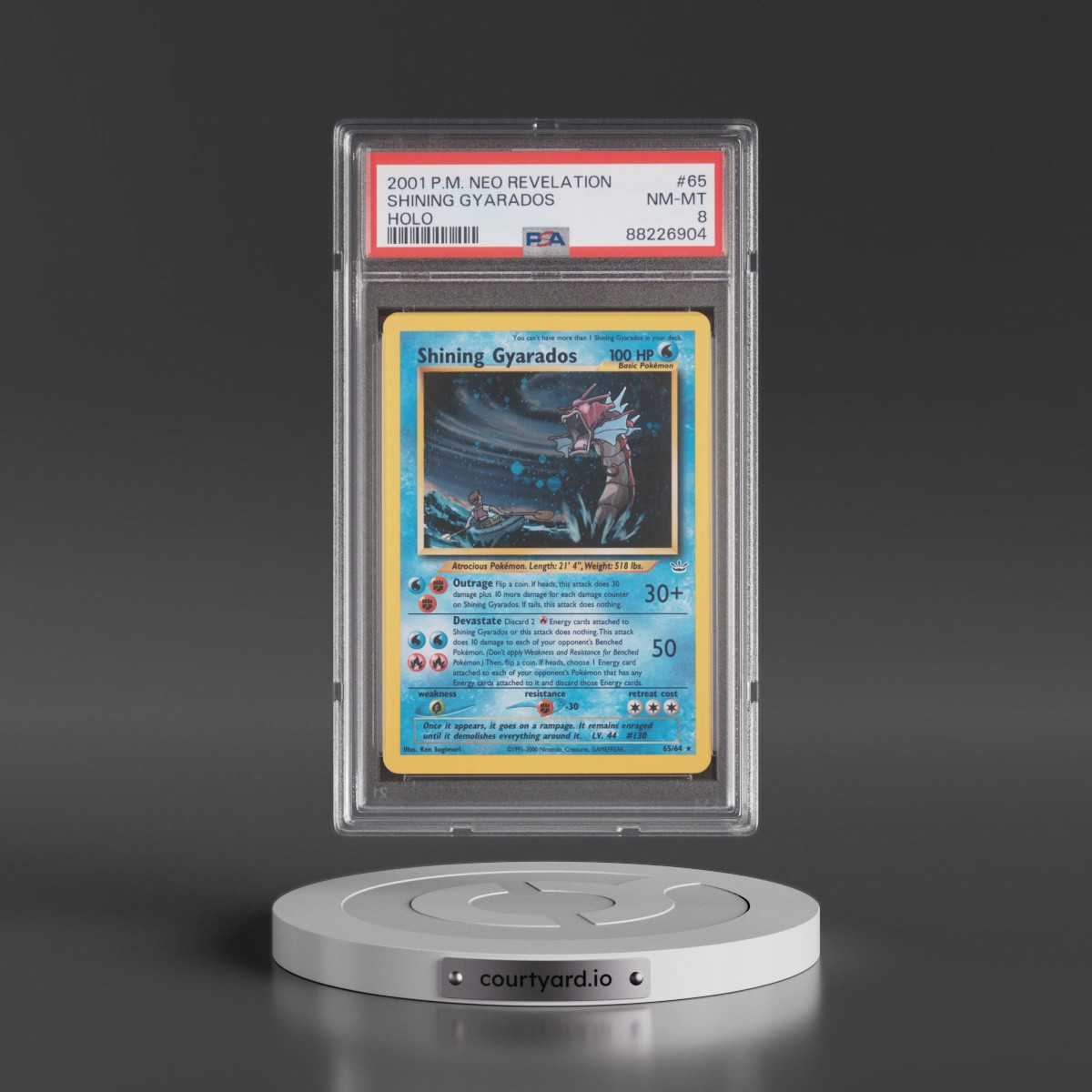 2001 Pokémon Neo Revelation #65 Shining Gyarados - Holo Holo (PSA 8 NM-MT)