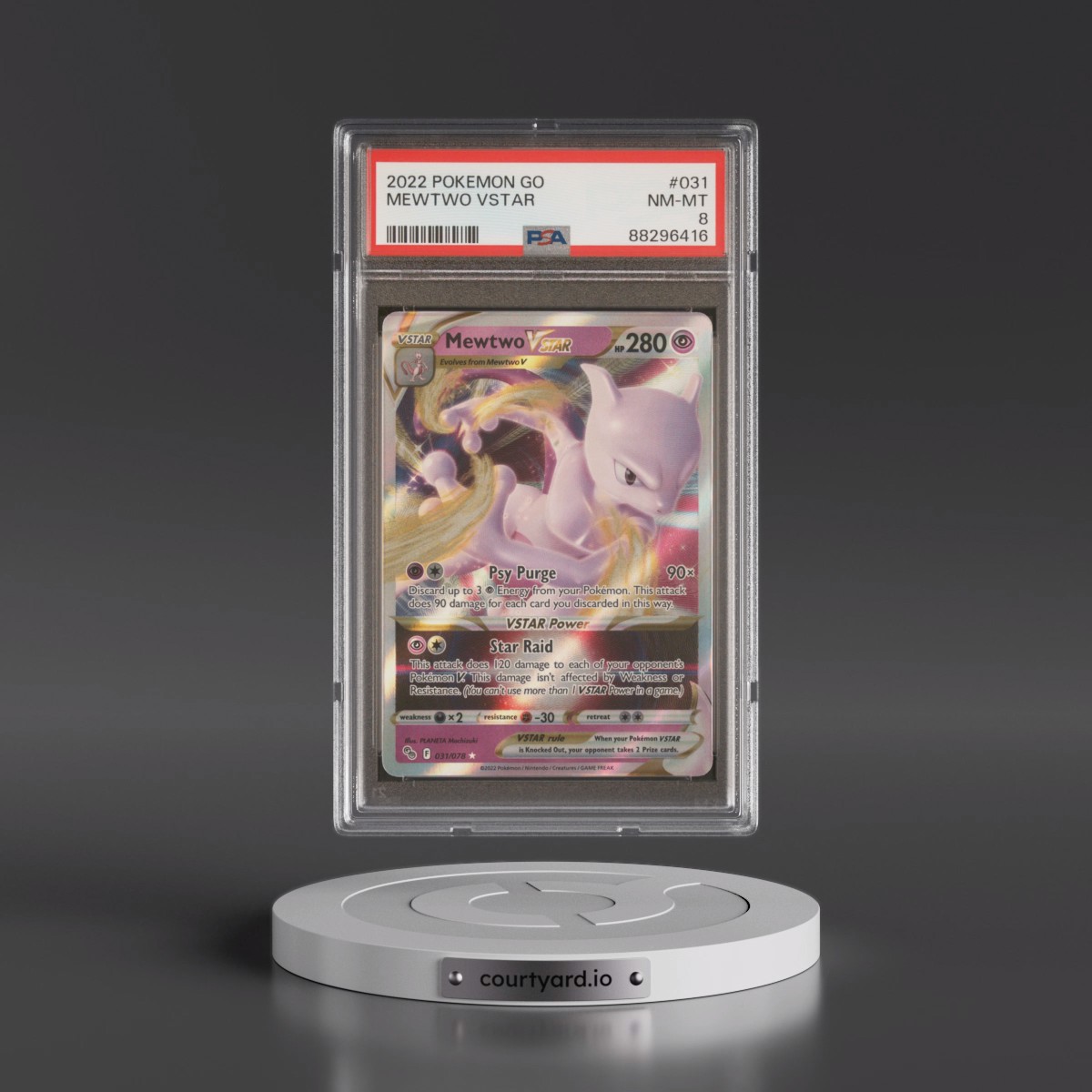 2022 Pokémon Go #031 Mewtwo Vstar (PSA 8 NM-MT)