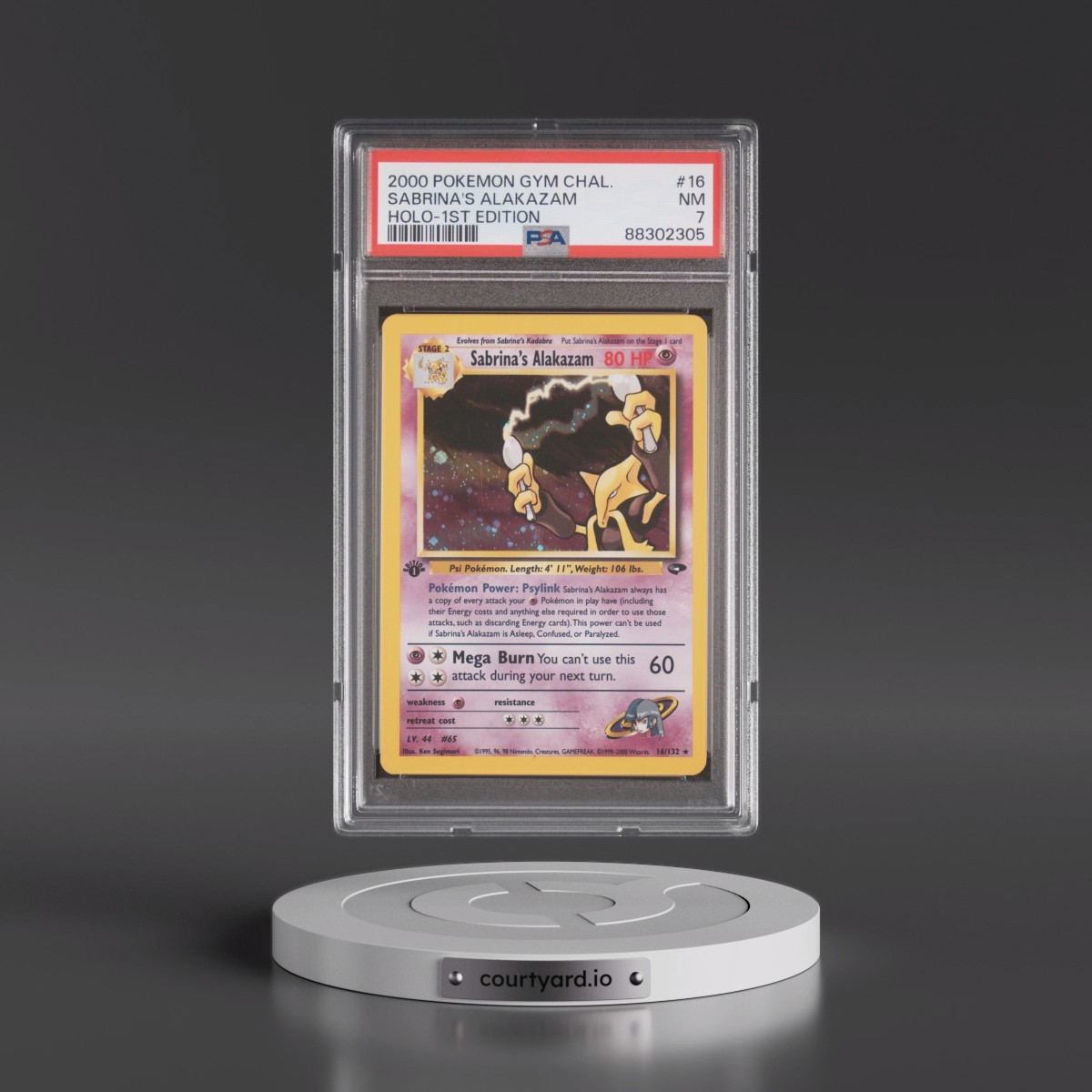 2000 Pokémon Gym Challenge #16 Sabrina's Alakazam - 1st Edition Holo (PSA 7 NM)