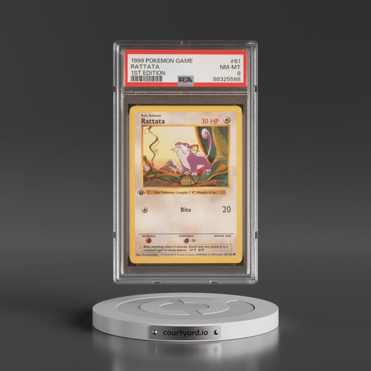 1999 Pokémon Game #61 Rattata - 1st Edition (PSA 8 NM-MT)