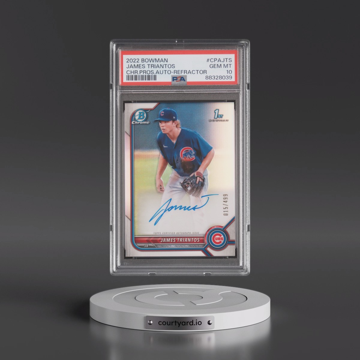 2022 Bowman Chrome Prospect Autographs James Triantos - Refractor #CPAJTS PSA 10