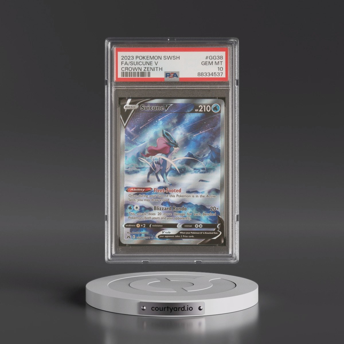 2023 Pokémon Sword and Shield Crown Zenith #GG38 Suicune V - Holo Full Art (PSA 10 GEM MINT)
