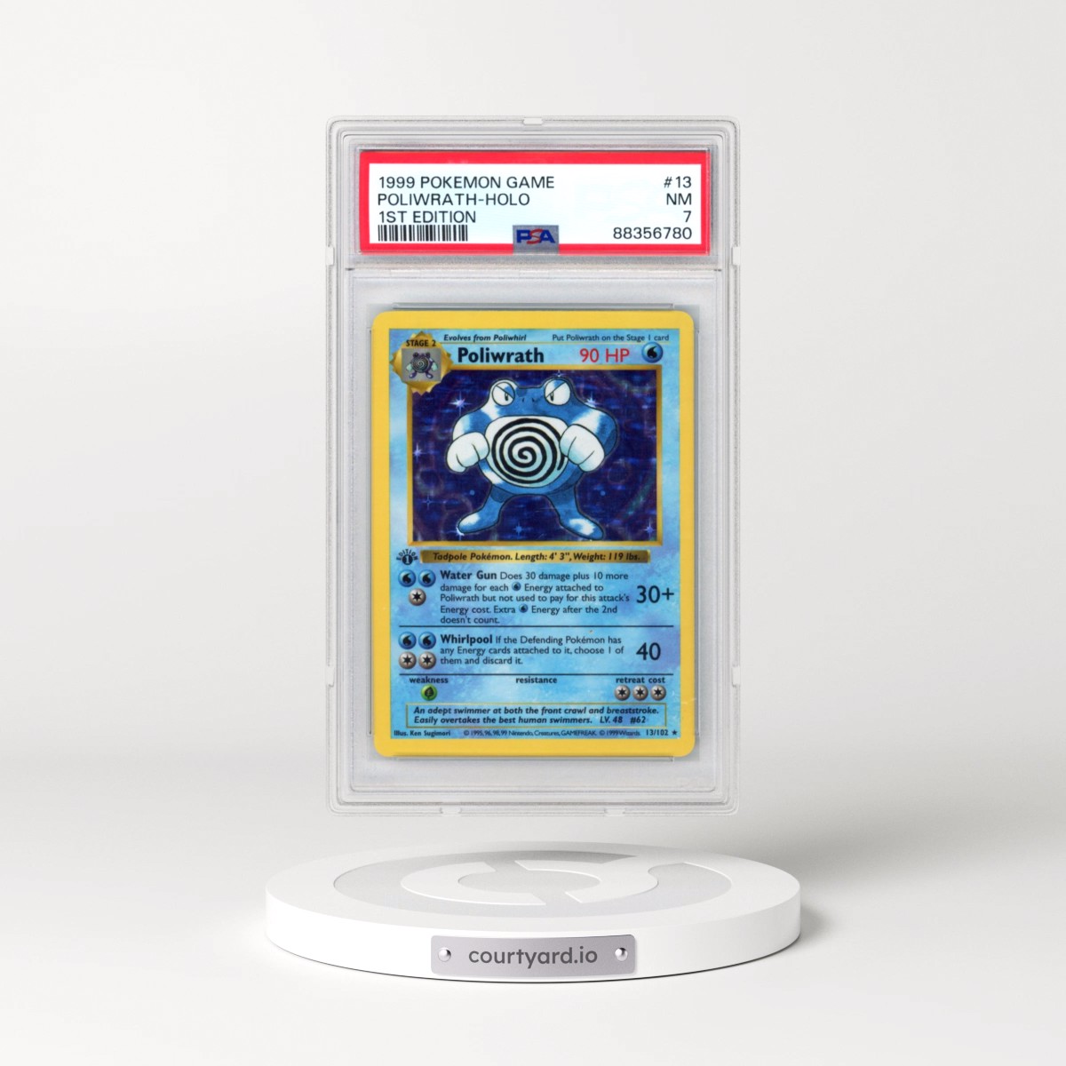 1999 Pokémon Game #13 Poliwrath - 1st Edition Holo (PSA 7 NM)