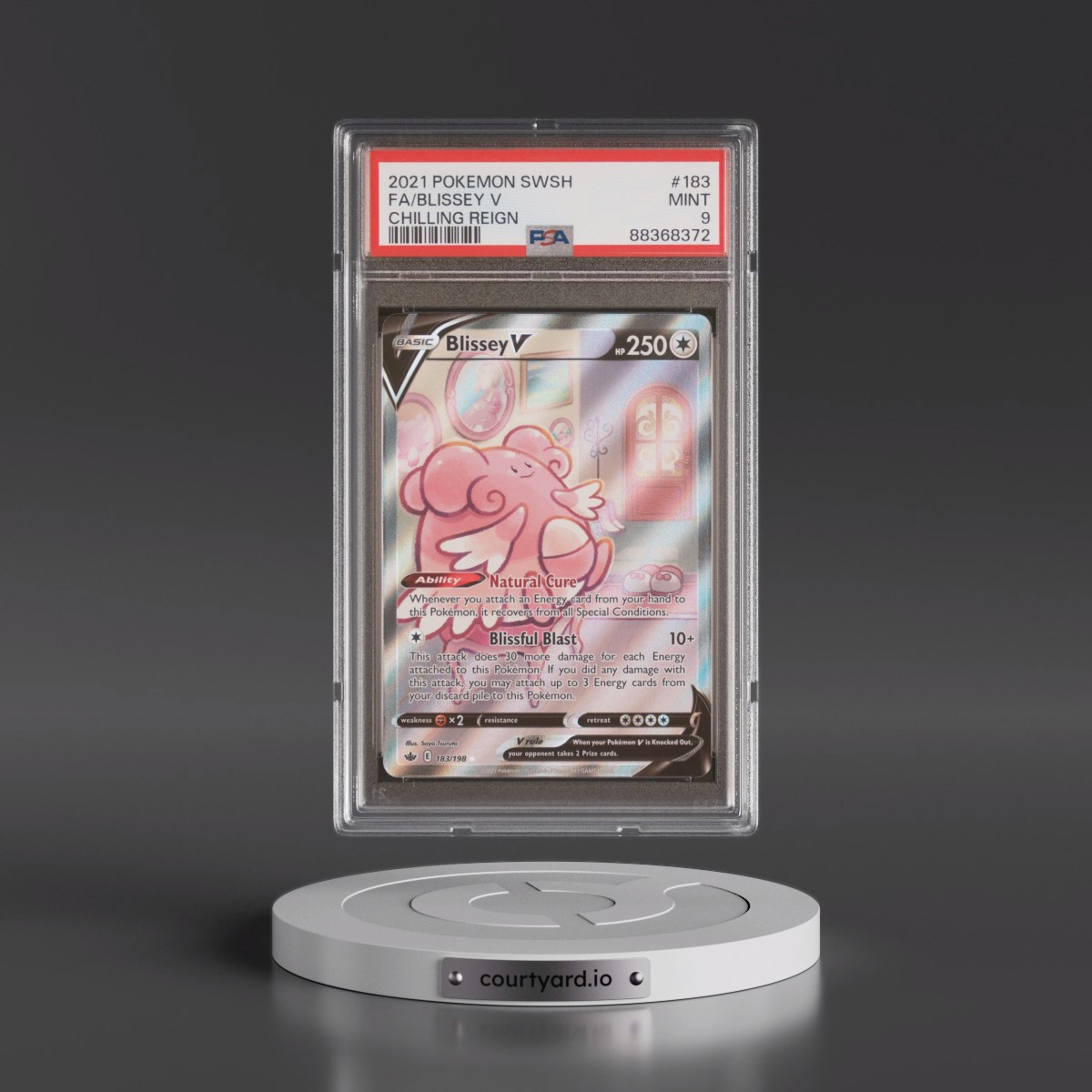 2021 Pokémon Sword & Shield Chilling Reign #183 Blissey V - Holo Full Art (PSA 9 MINT)