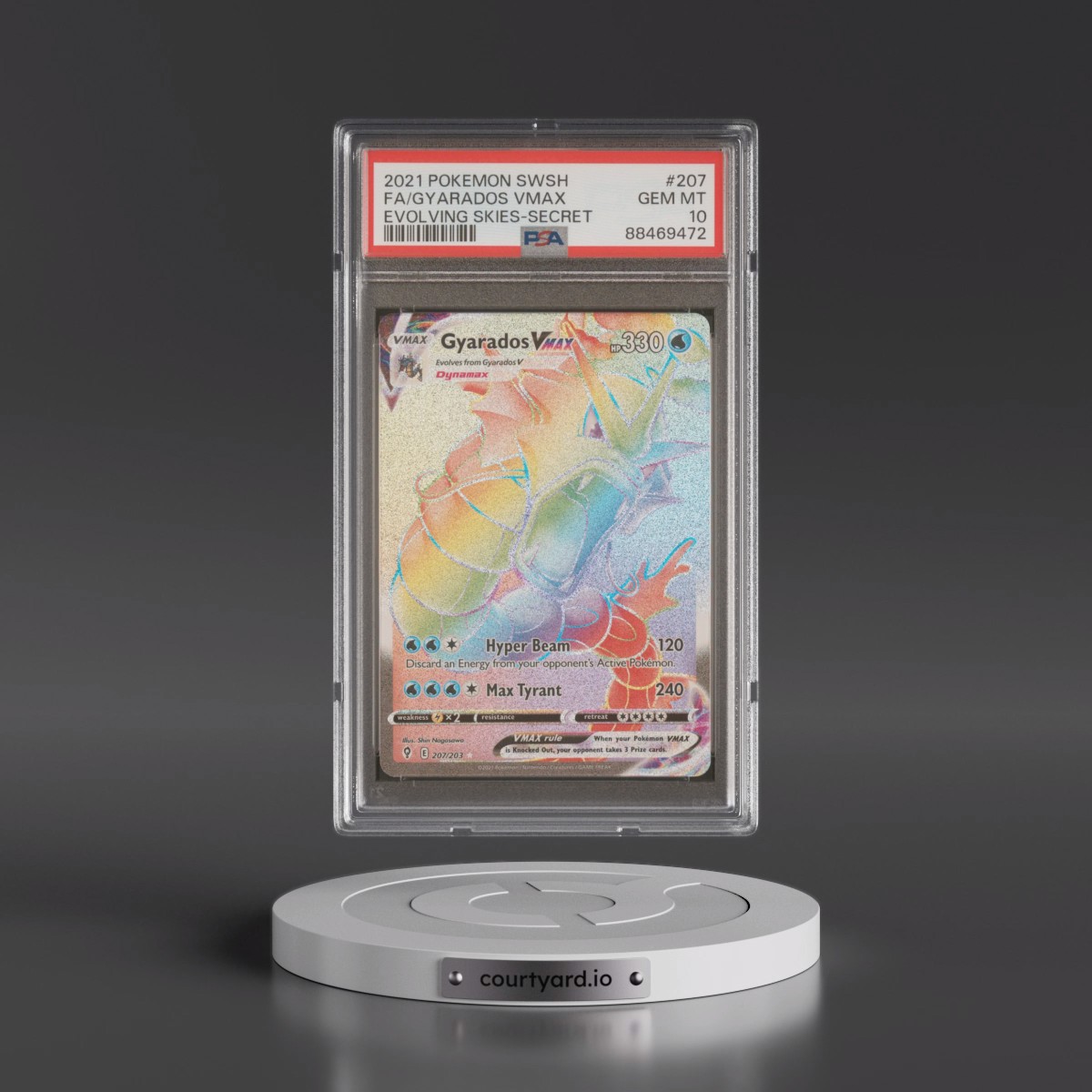 2021 Pokémon Sword & Shield Evolving Skies #207 Gyarados Vmax - Full Art Secret (PSA 10 GEM MINT)