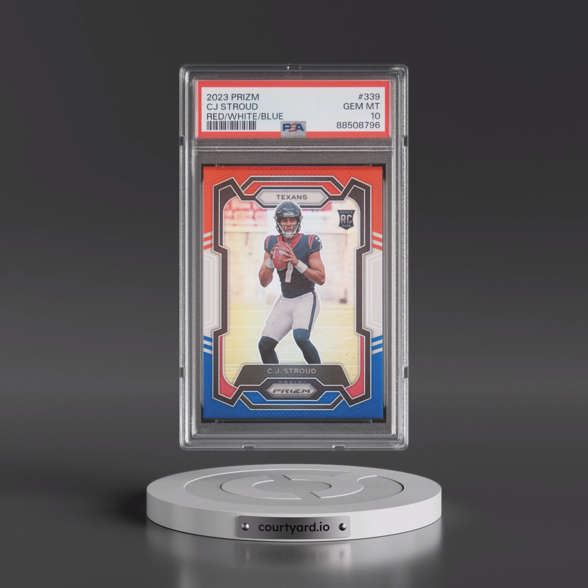 2023 Panini Prizm #339 CJ Stroud - Red/White/Blue Prizm (PSA 10 GEM MINT)