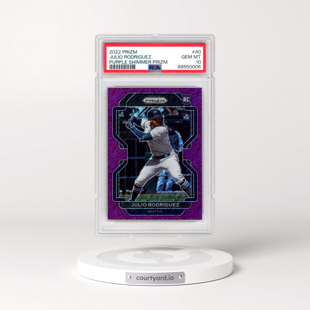 2022 Panini Prizm #40 Julio Rodriguez - Purple Shimmer Prizm (PSA 10 GEM MINT)