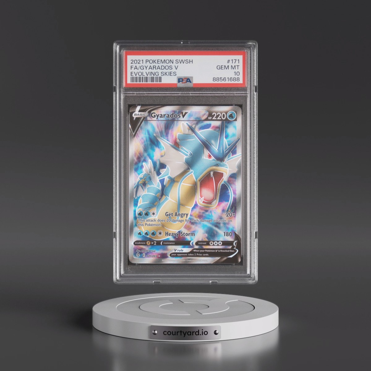 2021 Pokémon Sword & Shield Evolving Skies #171 Gyarados V - Holo Full Art (PSA 10 GEM MINT)