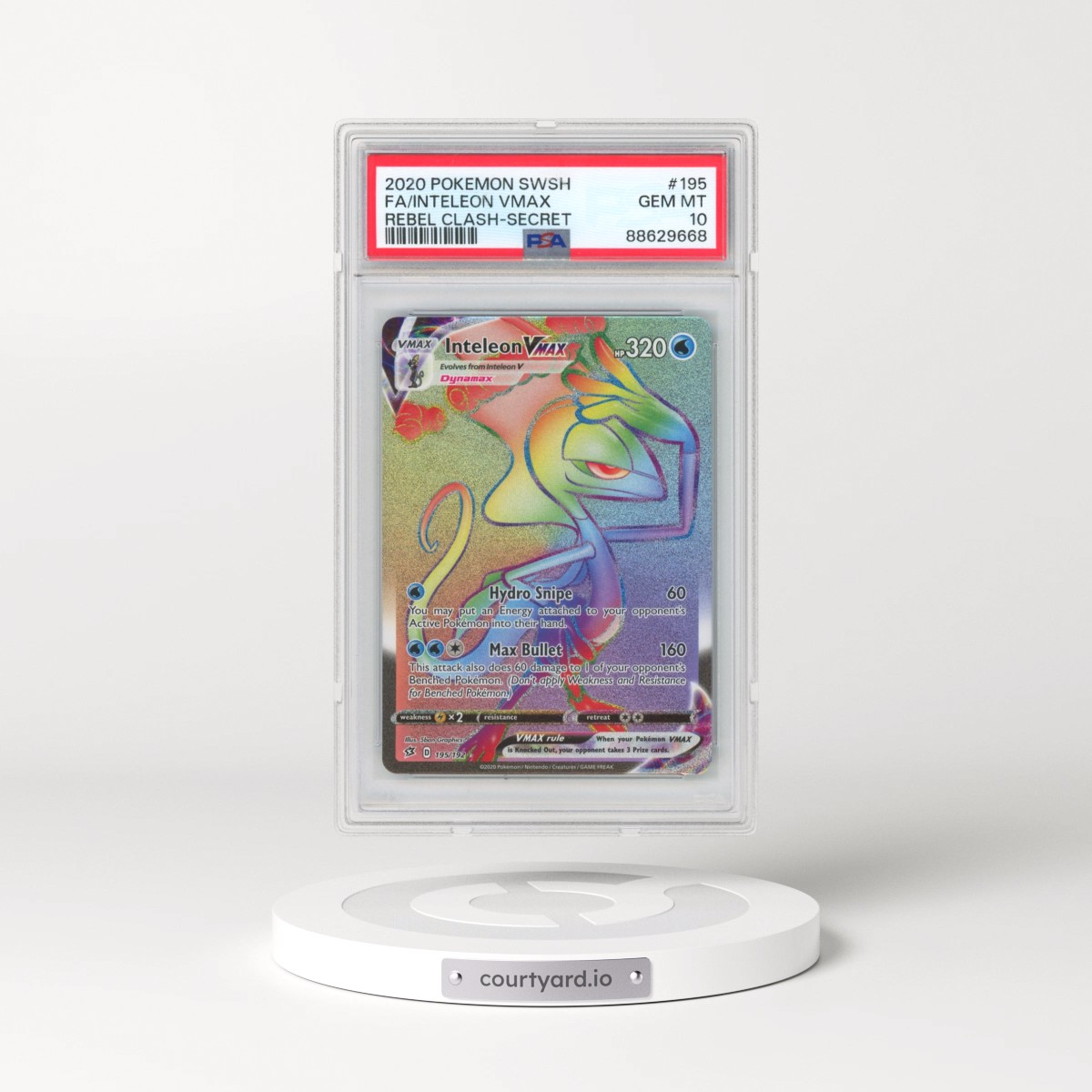 2020 Pokémon Sword & Shield Rebel Clash #195 Inteleon Vmax - Full Art Secret (PSA 10 GEM MINT)