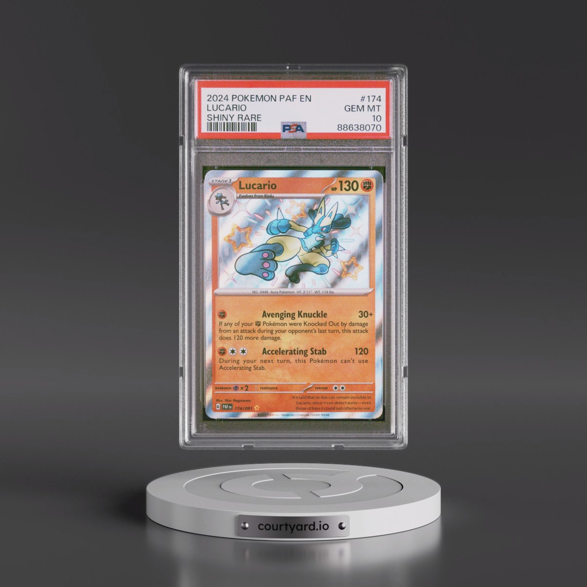 2024 Pokémon Paf EN-Paldean Fates #174 Lucario - Shiny Rare (PSA 10 GEM MINT)