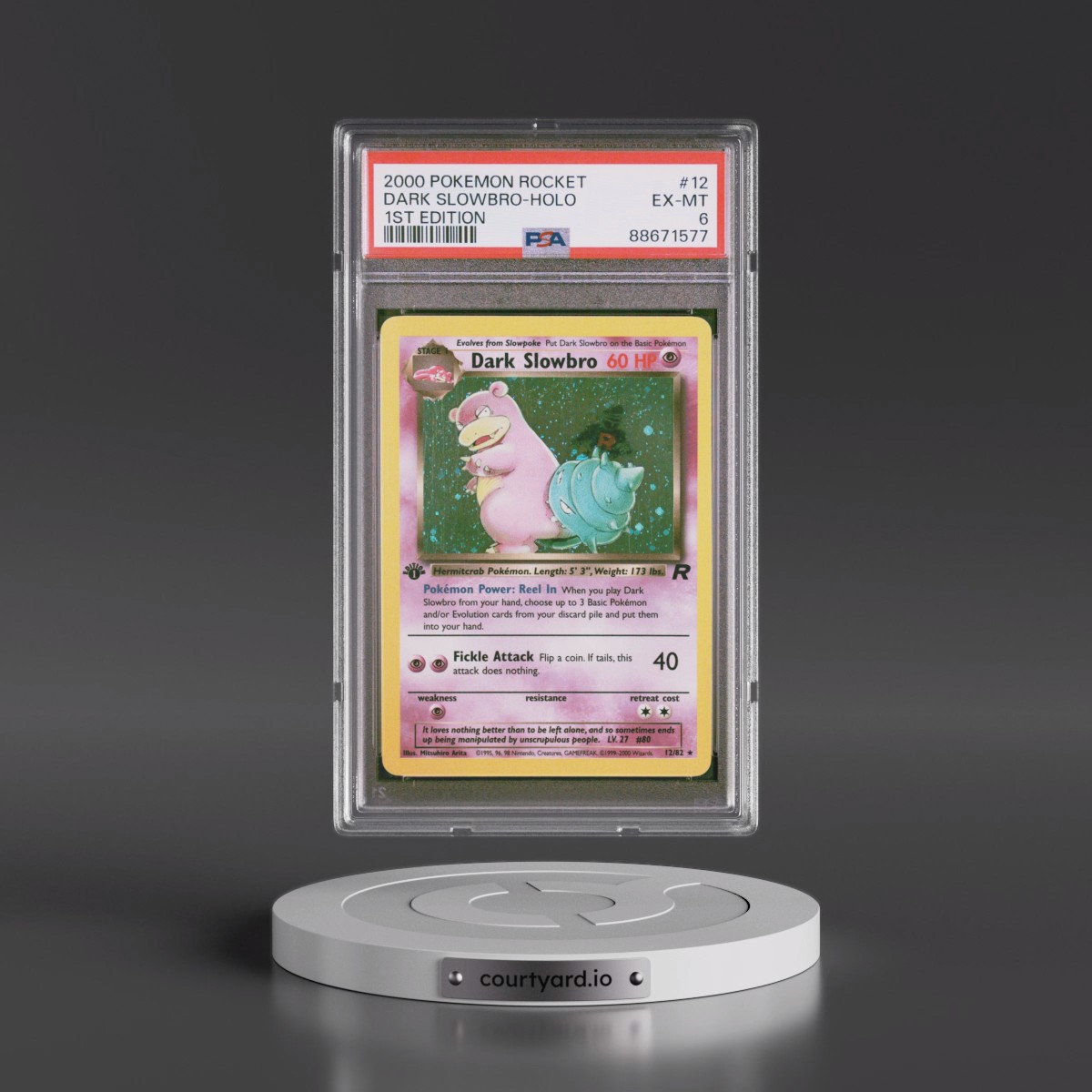 2000 Pokémon Rocket #12 Dark Slowbro - 1st Edition Holo (PSA 6 EX-MT)