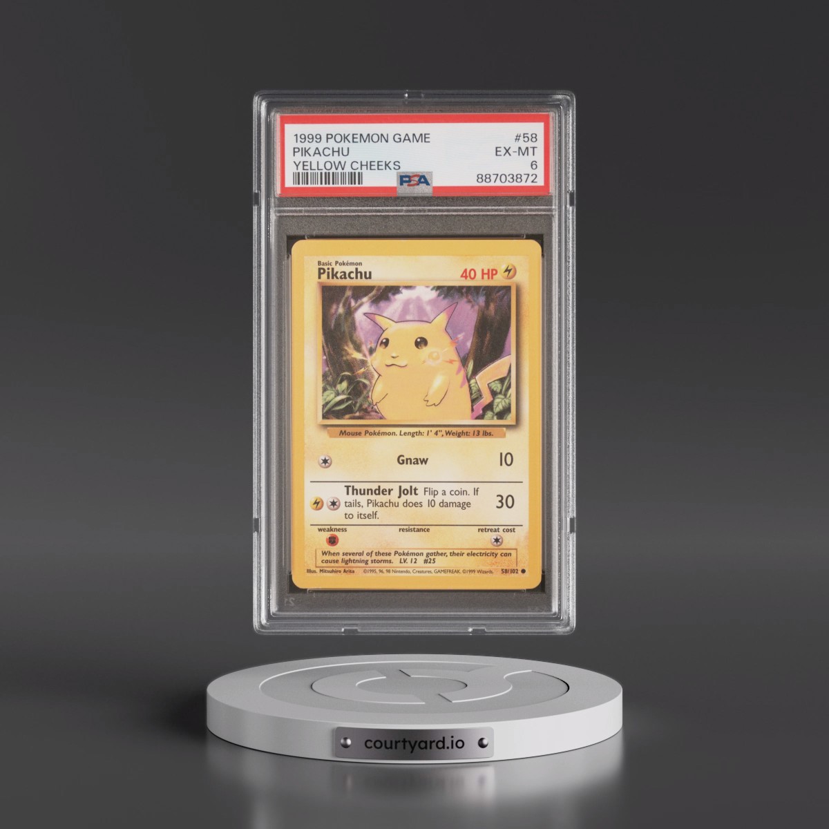 1999 Pokémon Game #58 Pikachu - Yellow Cheeks (PSA 6 EX-MT)