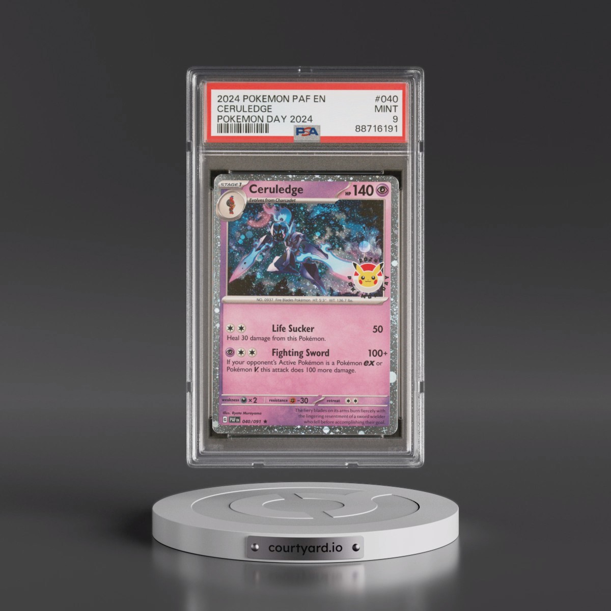 2024 Pokémon Paf EN-Paldean Fates #040 Ceruledge - Pokemon Day 2024 (PSA 9 MINT)