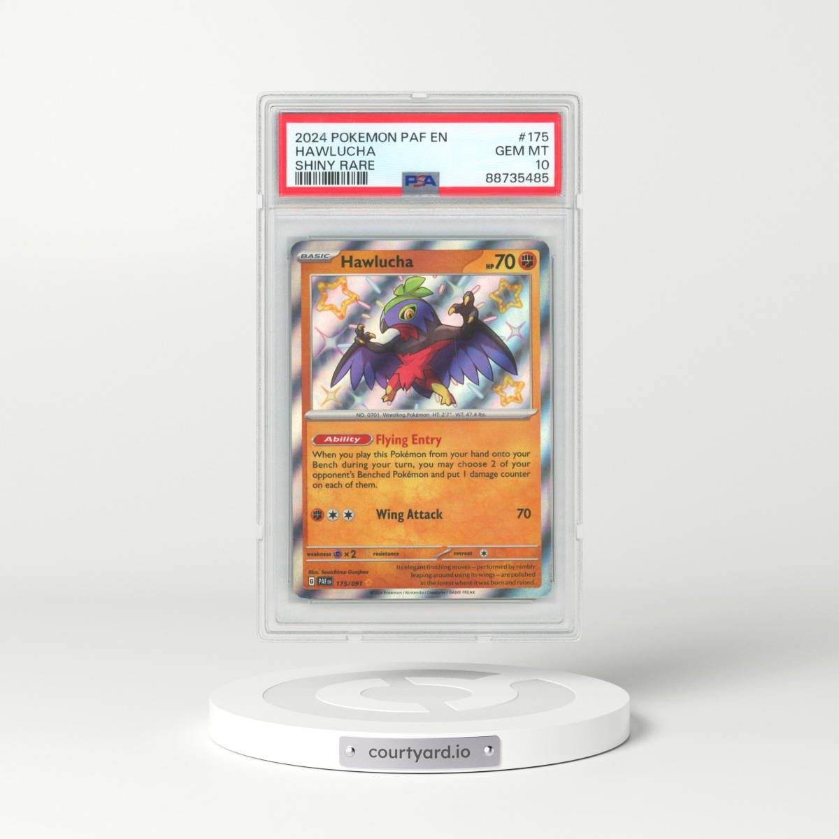 2024 Pokémon Paf EN-Paldean Fates #175 Hawlucha - Shiny Rare (PSA 10 GEM MINT)