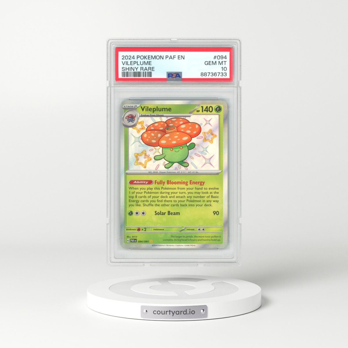 2024 Paldean Fates #94 Vileplume - Full Art Holo (PSA 10 GEM MINT)