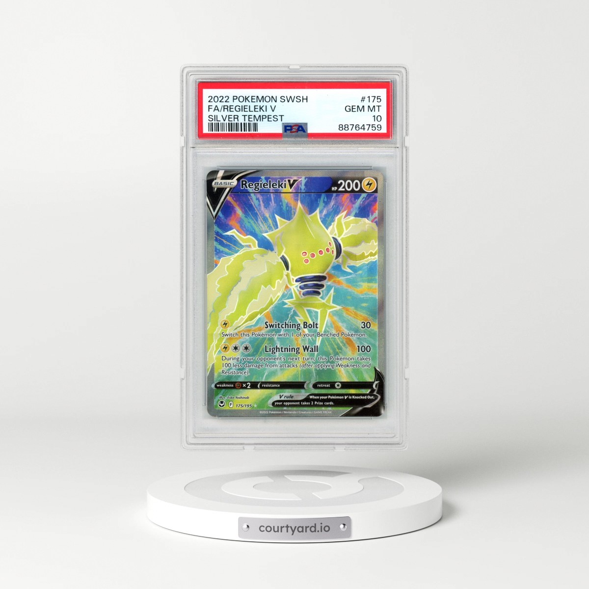 2022 Pokémon Sword & Shield Silver Tempest #175 Regieleki V - Holo Full Art (PSA 10 GEM MINT)