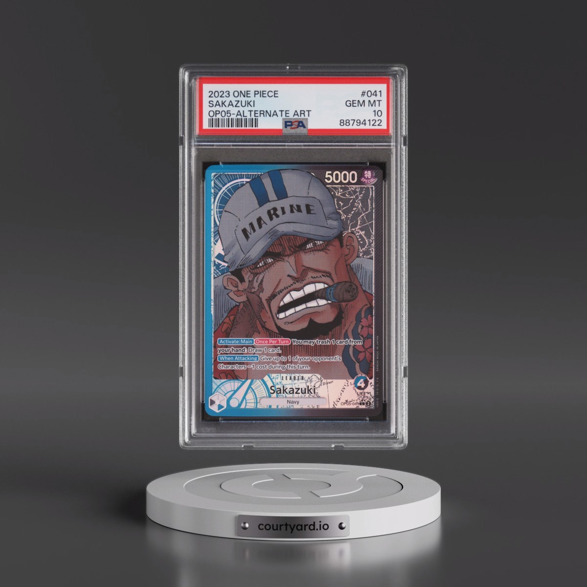 2023 One Piece OP05-Awakening of the New Era #041 Sakazuki - Alternate Art (PSA 10 GEM MINT)