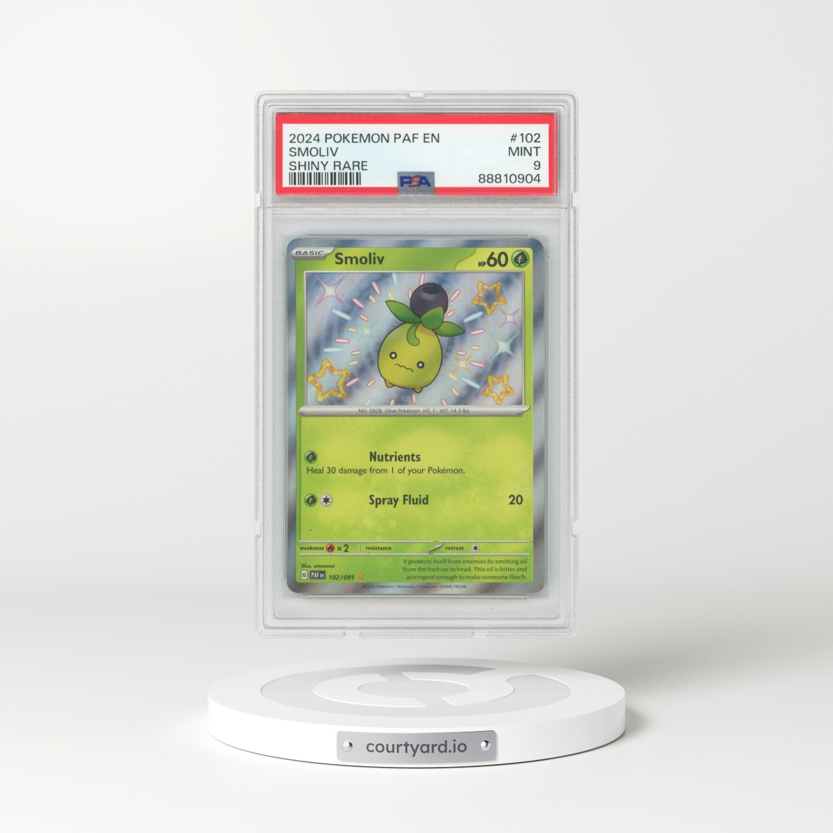 2024 Paldean Fates #102 Smoliv - Holo (PSA 9 MINT)