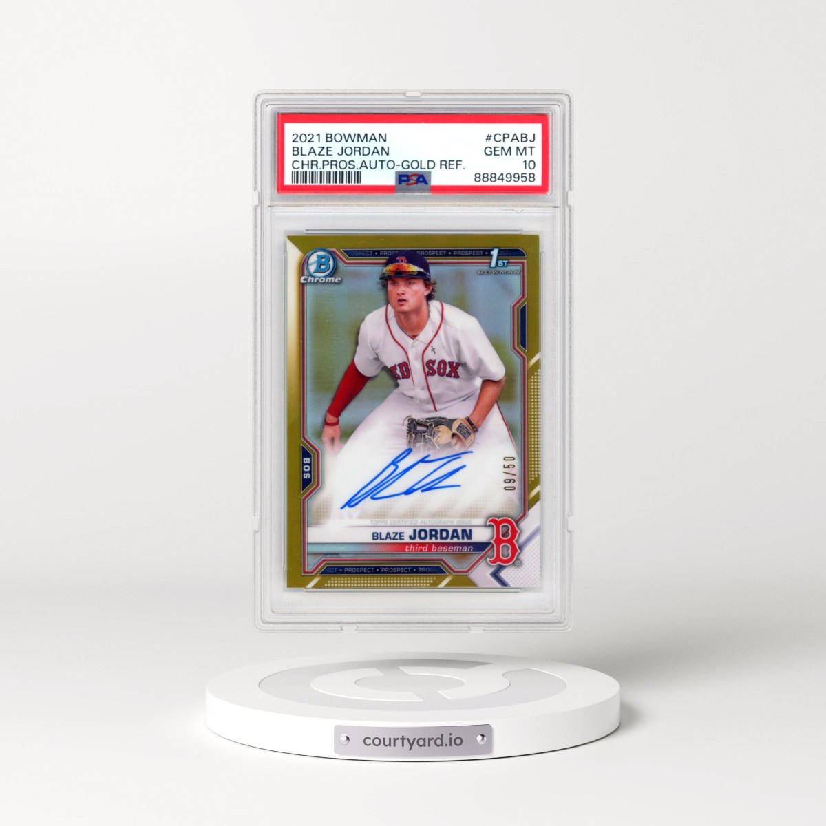 2021 Bowman Chrome Prospect Autographs #CPABJ Blaze Jordan - Gold Refractor (PSA 10 GEM MINT)