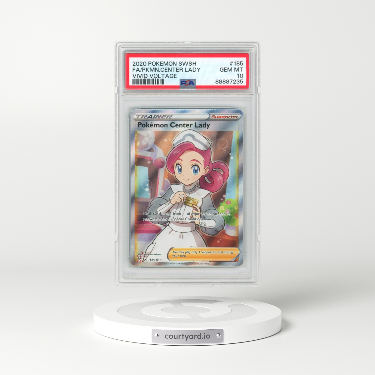 2020 Pokémon Sword & Shield Vivid Voltage #185 Pokemon Center Lady - Full Art (PSA 10 GEM MINT)