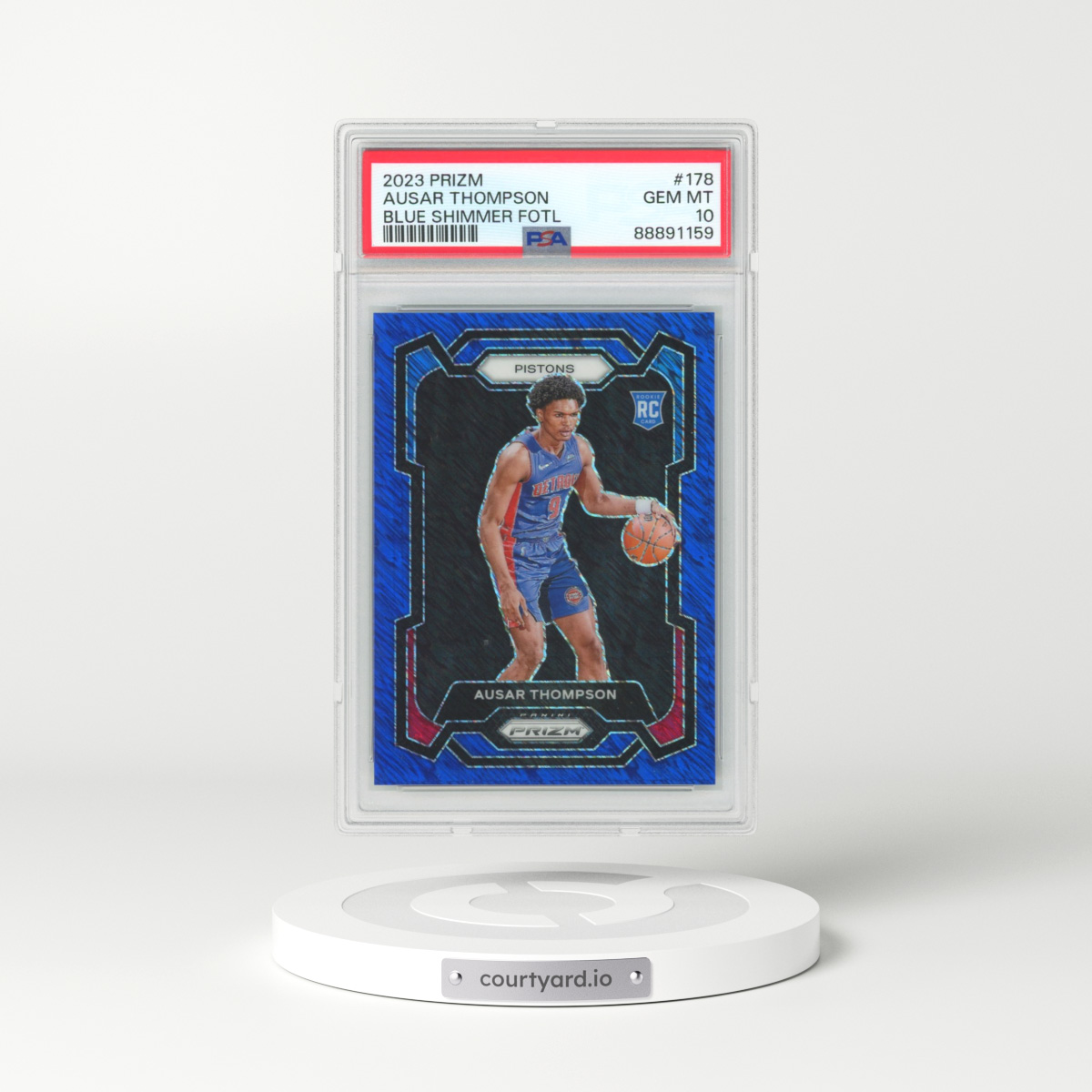 2023 Panini Prizm #178 Ausar Thompson - Blue Shimmer Fotl (PSA 10 GEM MINT)