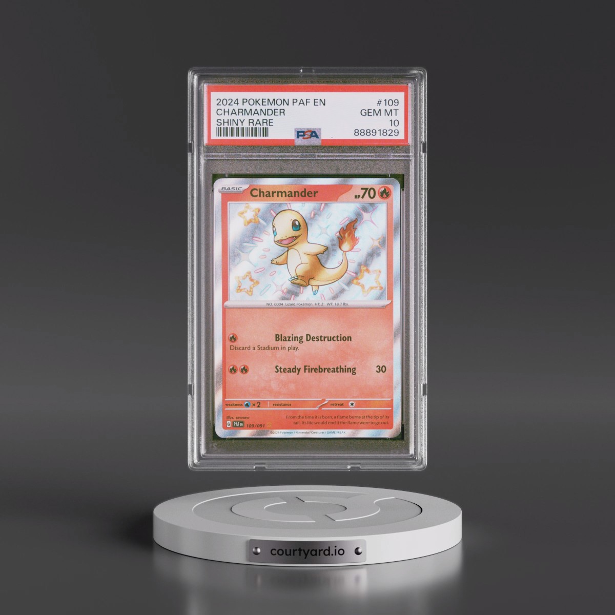 2024 Pokémon Paf EN-Paldean Fates #109 Charmander - Shiny Rare (PSA 10 GEM MINT)