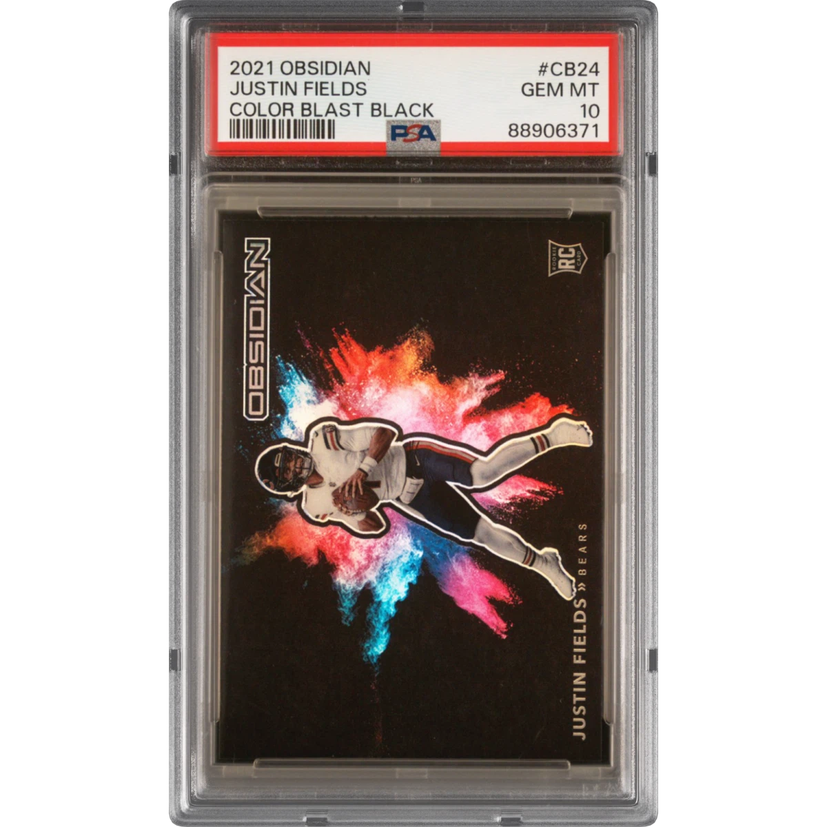 2021 Panini Obsidian Color Blast Black #CB24 Justin Fields (PSA 10 GEM MINT)