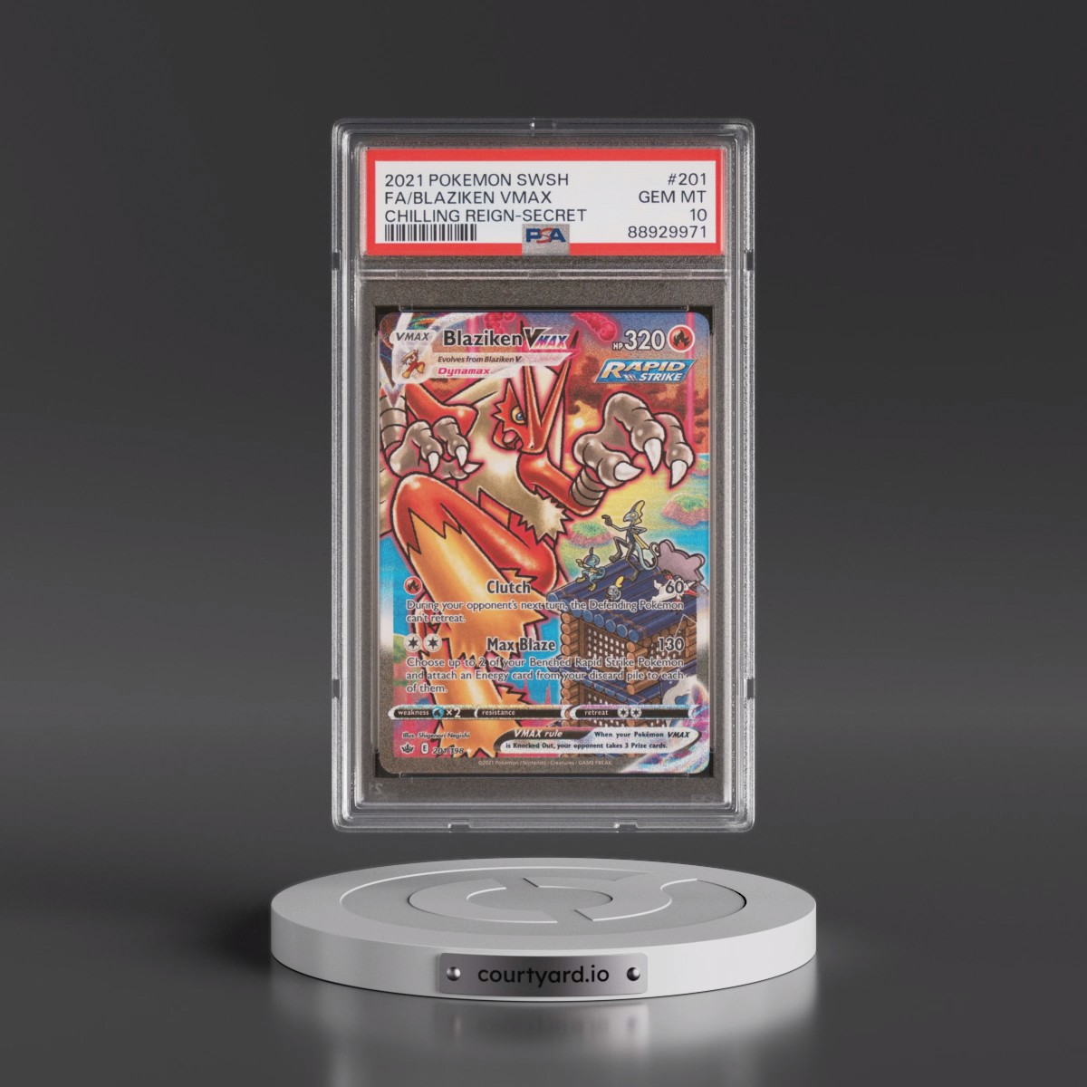 2021 Pokémon Sword & Shield Chilling Reign #201 Blaziken Vmax - Full Art Secret (PSA 10 GEM MINT)