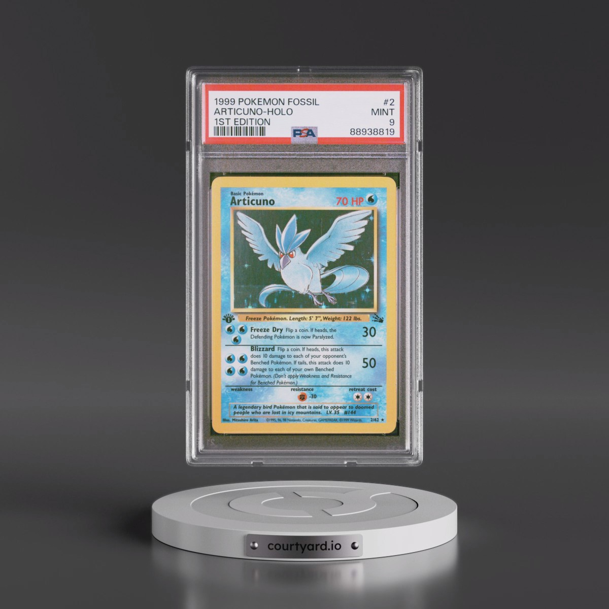 1999 Pokémon Fossil #2 Articuno - 1st Edition Holo (PSA 9 MINT)