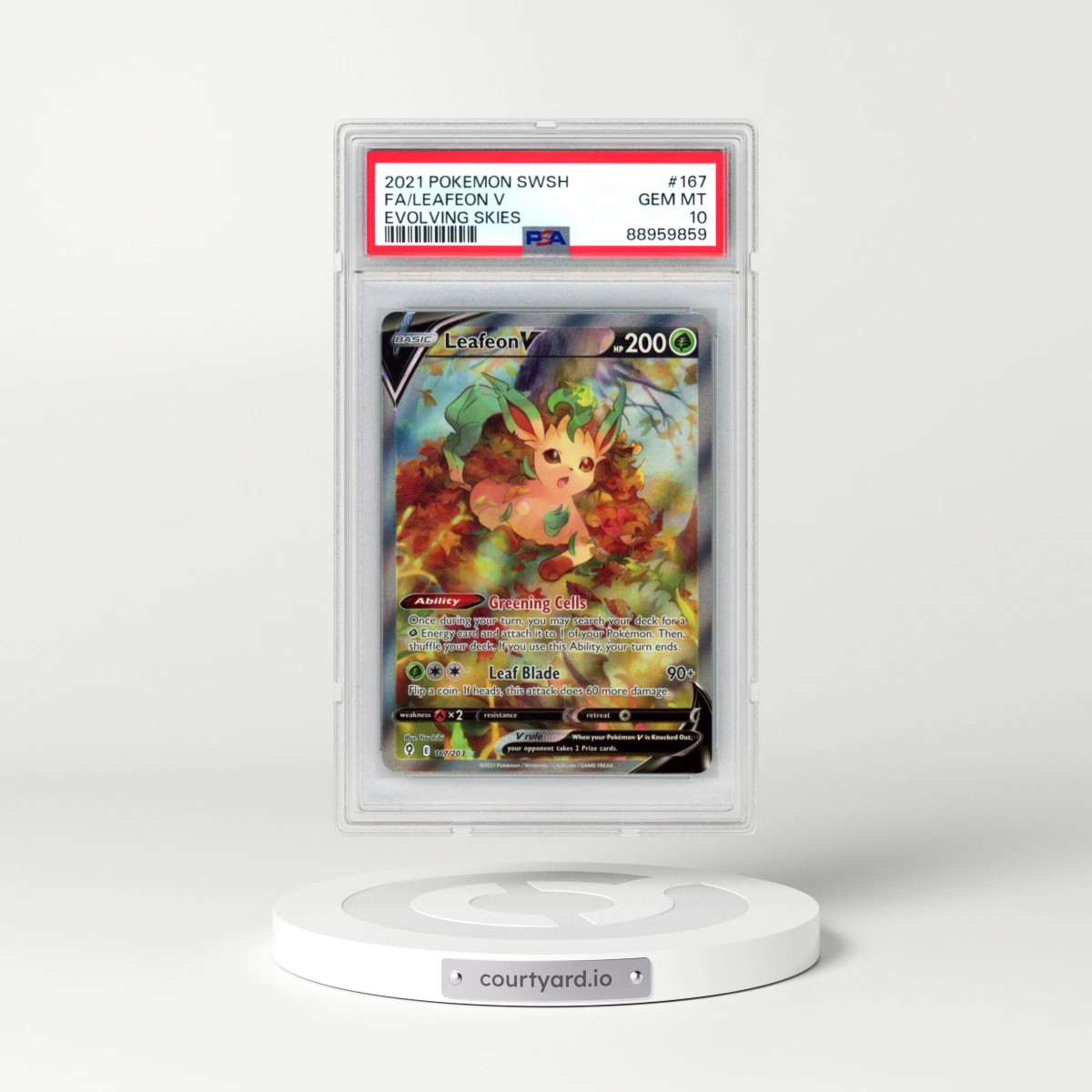 2021 Pokémon Sword & Shield Evolving Skies #167 Leafeon V - Holo Full Art (PSA 10 GEM MINT)