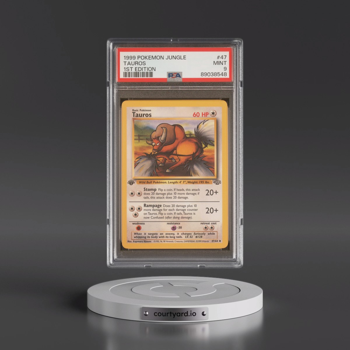 1999 Pokémon Jungle #47 Tauros - 1st Edition (PSA 9 MINT)