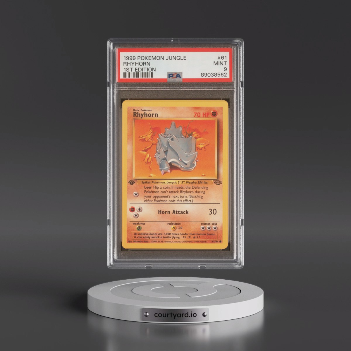 1999 Pokémon Jungle #61 Rhyhorn - 1st Edition (PSA 9 MINT)