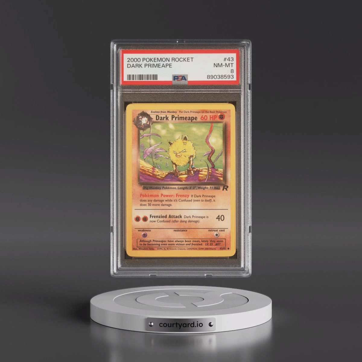 2000 Pokémon Rocket #43 Dark Primeape (PSA 8 NM-MT)
