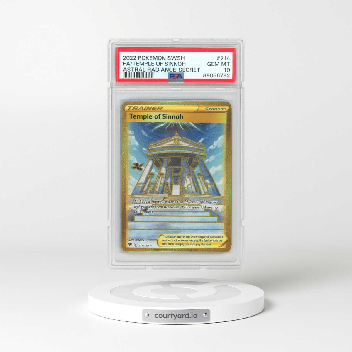2022 Pokémon Sword & Shield Astral Radiance #214 Temple of Sinnoh - Full Art Secret (PSA 10 GEM MINT)