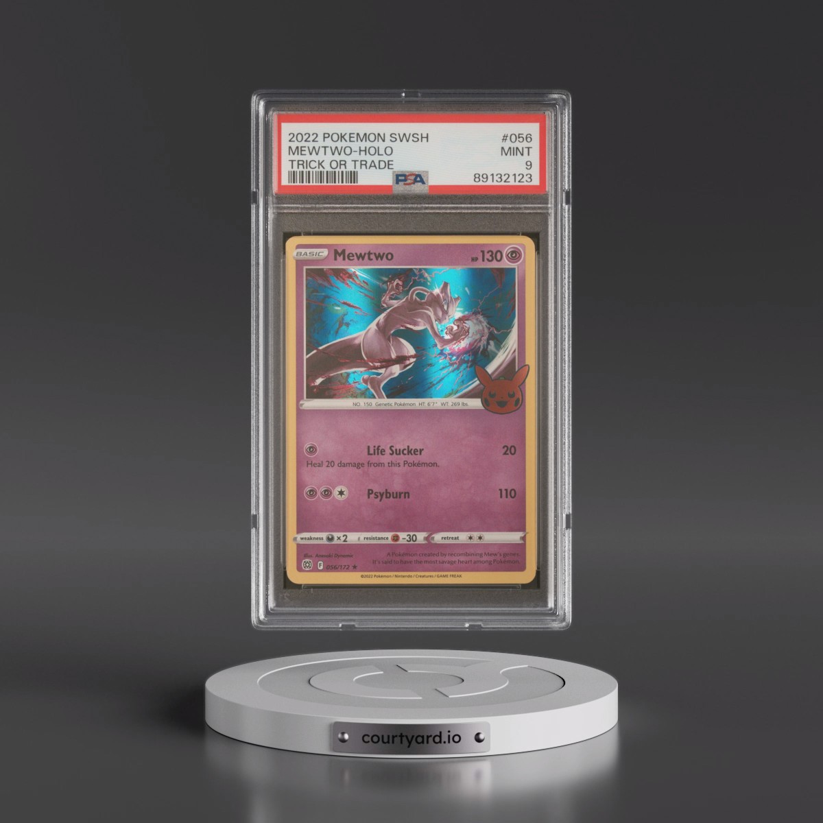 2022 Pokémon Sword & Shield Brilliant Stars #056 Mewtwo - Holo Trick or Trade 2022 (PSA 9 MINT)