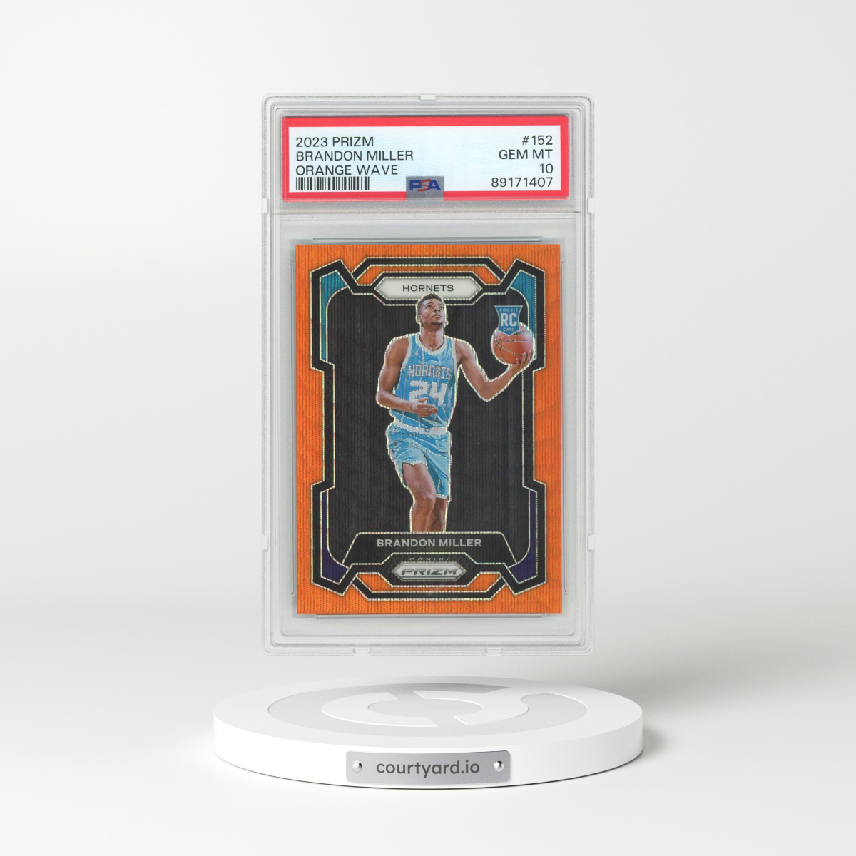 2023 Panini Prizm #152 Brandon Miller - Orange Wave (PSA 10 GEM MINT)