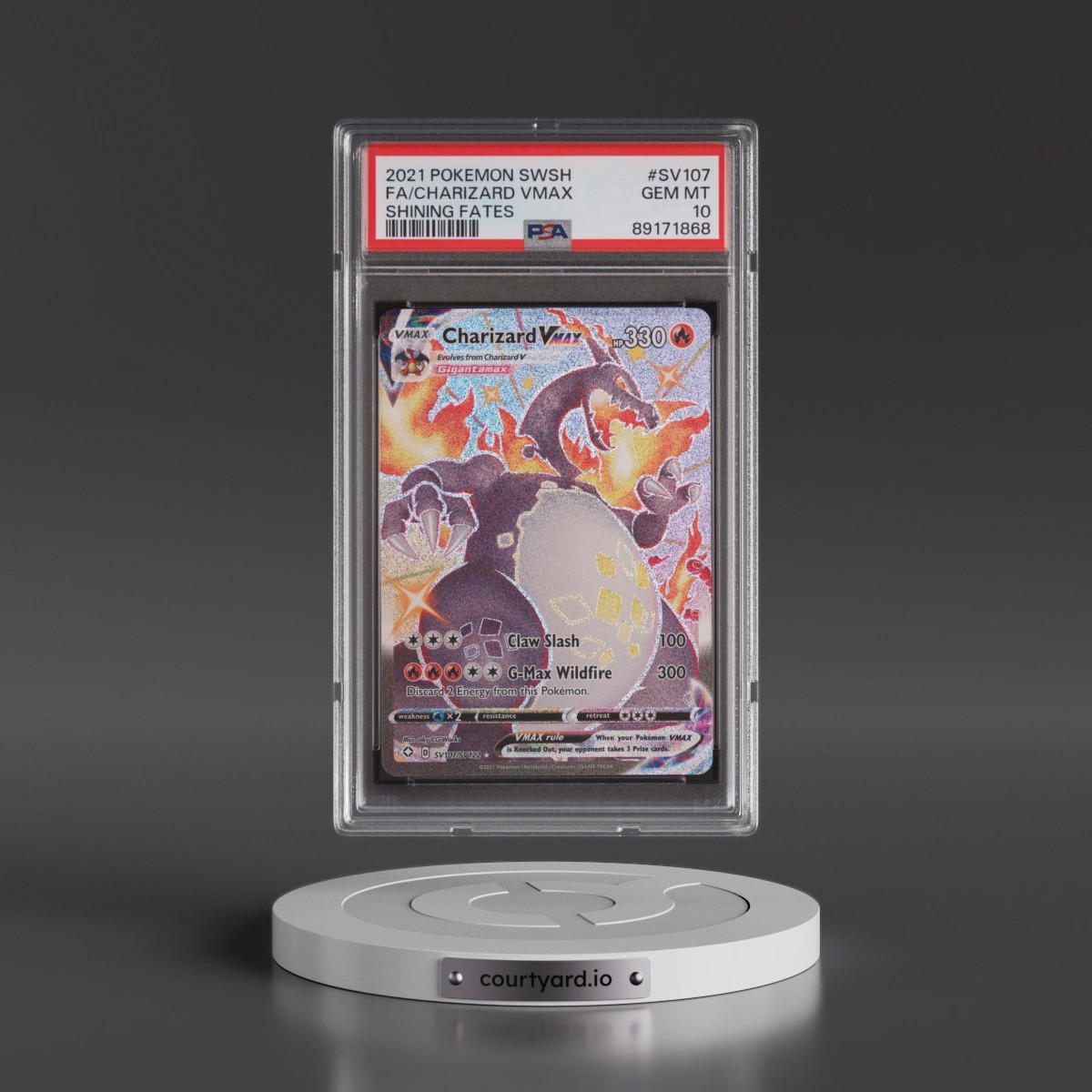 2021 Pokémon Sword & Shield Shining Fates #SV107 Charizard Vmax - Full Art (PSA 10 GEM MINT)