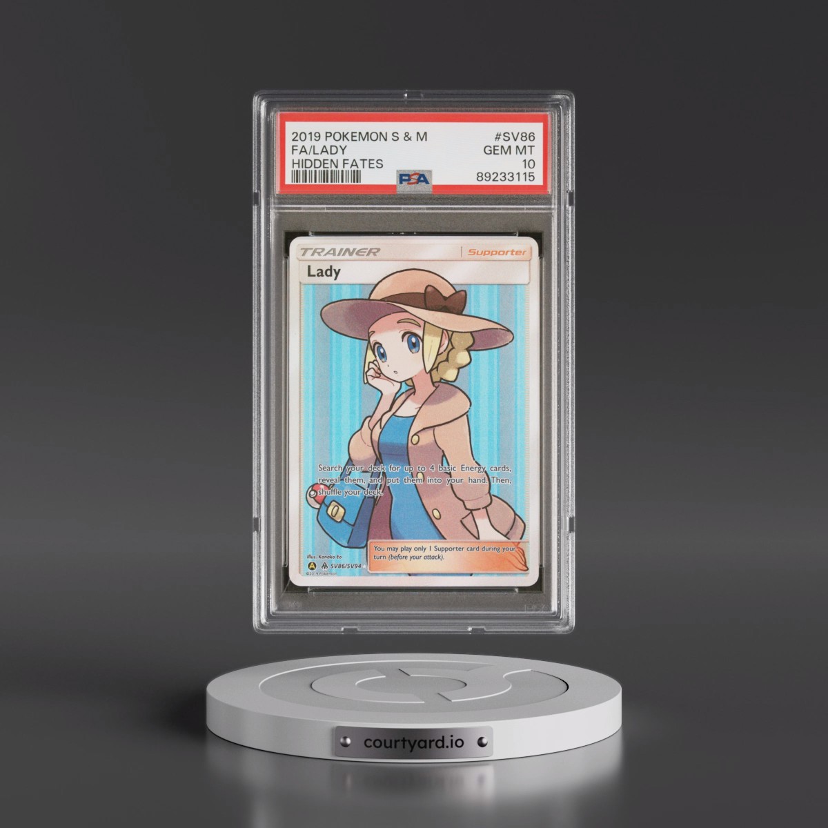 2019 Pokémon Sun & Moon Hidden Fates #SV86 Lady - Full Art (PSA 10 GEM MINT)