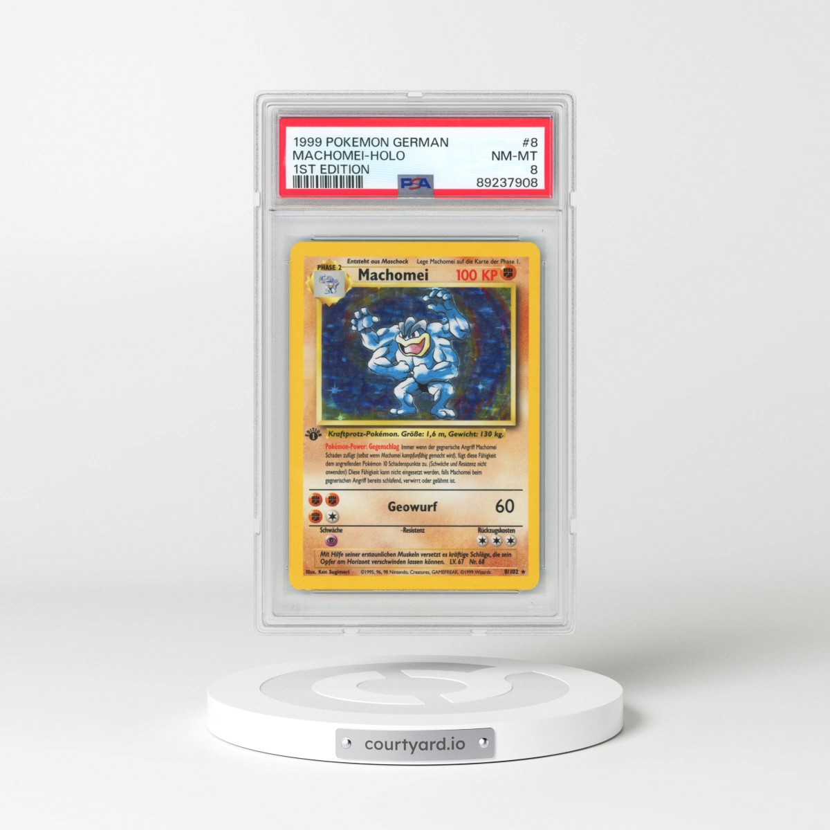 1999 Pokémon #8 Machomei - 1st Edition Holo (PSA 8 NM-MT)