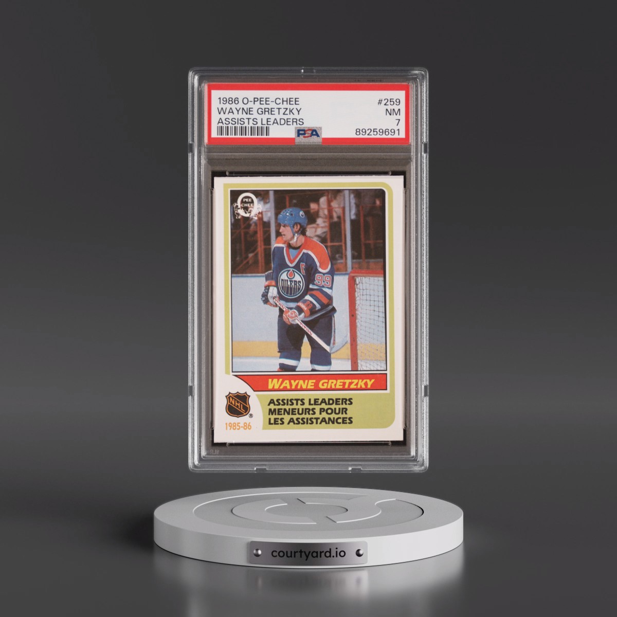 1986 O-Pee-Chee Wayne Gretzky - Assists Leaders #259 PSA 7